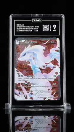 2013 POKEMON B&W LEGEND TREASURES RADIANT COLL #RC22 FULL ART/RESHIRAM TAG 9 - Image 1