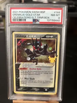 Pokemon TCG Greninja Gold Star SWSH144 Black Star Promo Celebrations ETB PSA 8 - Image 1