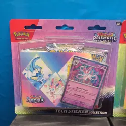 Pokemon Prismatic Evolutions Tech Sticker Collection Lot of 2 (Leafeon Sylveon) - Image 2