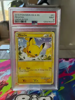 2010 POKEMON HEARTGOLD & SOULSILVER UNDAUNTED #61 PIKACHU UNDAUNTED PSA 9 - Image 3