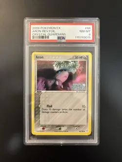 Aron 4/100 Reverse Holo Pokemon Crystal Guardians Stamp - PSA 8 NM-MT - Image 1