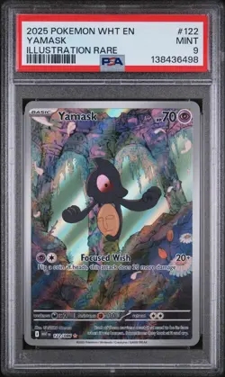 YAMASK #122 ILLUSTRATION RARE 2025 POKEMON WHT EN WHITE FLARE PSA 9 MINT - Image 1