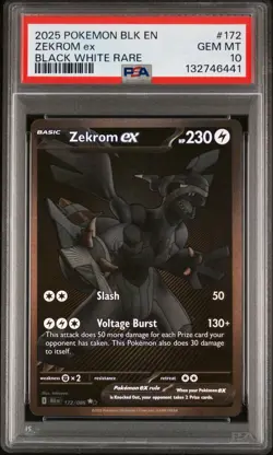Pokemon 2025 Zekrom ex 172/086 Black White Rare Black Bolt GEM MINT PSA 10 - Image 1
