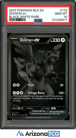 Pokemon 2025 Zekrom ex 172/086 Black White Rare Black Bolt GEM MINT PSA 10 - Image 1
