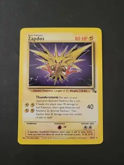 LP/NM Zapdos 30/62 Fossil Rare Non Holo 1999 Vintage Pokemon TCG Card Unlimited - Image 1