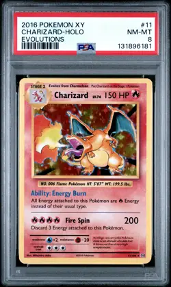 2016 POKEMON XY EVOLUTIONS #11 CHARIZARD-HOLO PSA 8 - Image 1