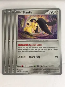 Pokemon TCG Obsidian Flames 4x Playset Mawile 143/197 Near Mint - Image 1