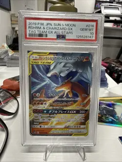 2019 Pokemon Japanese Tag Team Reshiram & Charizard GX Psa 10 - Image 1