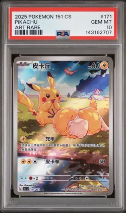 2025 POKEMON SIMPLIFIED CHINESE 151 C-COLL 151 ART RARE #171 PIKACHU PSA 10 - Image 1