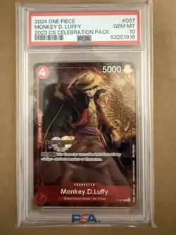PSA 10 Gem Mint Monkey D Luffy 007 2023 CS Celebration Pack One Piece English - Image 1