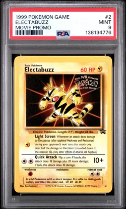 1999 POKEMON GAME MOVIE PROMO #2 ELECTABUZZ PSA 9 - Image 1