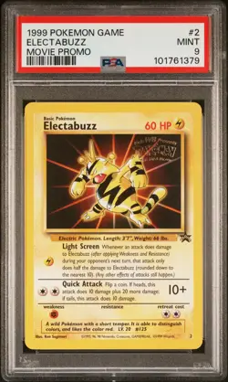 1999 POKEMON GAME MOVIE PROMO #2 ELECTABUZZ PSA 9 - Image 1