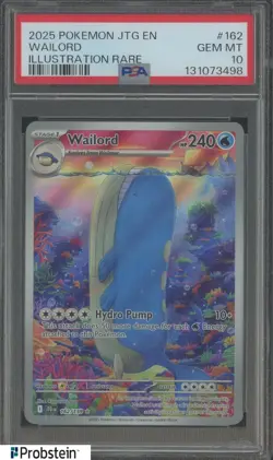 2025 Pokemon JTG En Illustration Rare #162 Wailord PSA 10 GEM MINT - Image 1