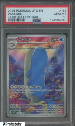 2025 Pokemon JTG EN Illustration Rare #162 Wailord PSA 10 GEM MINT - Image 1