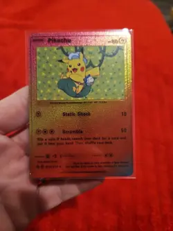 Pikachu LOT of 5 Rainbow Foil Vinyl Fan Art Textured Collector Cards Card MINT - Image 2