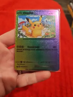 Pikachu LOT of 5 Rainbow Foil Vinyl Fan Art Textured Collector Cards Card MINT - Image 4