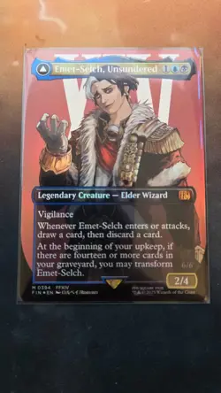 MTG Foil Emet-Selch, Unsundered Borderless Extended Art Final Fantasy NM - Image 1