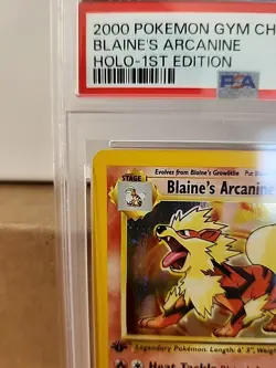 Blaine’s Arcanine Holo 1st Edition 2000 Pokemon Gym Challenge #1 PSA 8 - Image 2