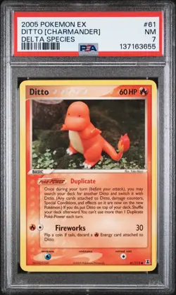 2005 POKEMON EX DELTA SPECIES #61 DITTO [CHARMANDER] PSA 7 - Image 1