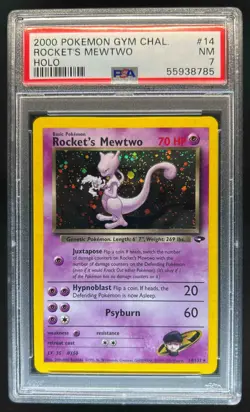 2000 Pokemon Gym Challenge Rocket's Mewtwo Holo #14/132 PSA 7 - Image 1