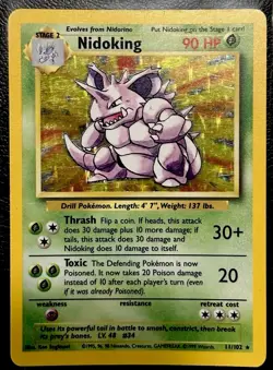 Nidoking 11/102 Base Set Holo Rare Vintage 1999 Pokemon Card Vintage WOTC - Image 1