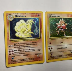 1999 WOTC Pokemon Card TCG Base Set Holo Lot Ninetales 12/102 & Hitmonchan 7/102 - Image 2