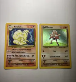 1999 WOTC Pokemon Card TCG Base Set Holo Lot Ninetales 12/102 & Hitmonchan 7/102 - Image 4