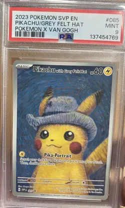 2023 Pokemon SVP EN Pikachu/Grey Felt Hat Pokemon X Van Gogh #085 PSA MINT 9 - Image 1