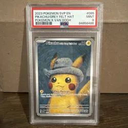 2023 Pokemon SVP EN X Van Gogh Pikachu Grey Felt Hat #085 PSA 9 MINT - Image 1
