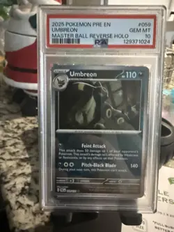 Pokemon TCG Umbreon Card 59/131 Prismatic Evolutions Masterball Reverse PSA 10 - Image 1