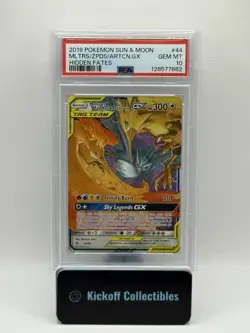 2019 POKEMON SUN & MOON HIDDEN FATES #44 MOLTRES & ZAPDOS & ARTICUNO GX PSA 10 - Image 1