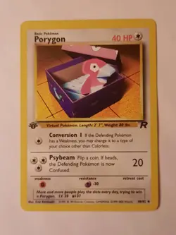 Pokemon Card Team Rocket 1st Edition Regular Finish Porygon 48/82 Vintage - Image 1