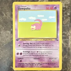 Pokemon TCG Slowpoke Fossil 55/62 1st Edition Regular 1999 Basic Common LP - Image 1