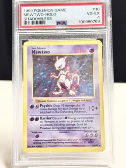 Mewtwo 010/102 Base Set (Shadowless) Holo Pokemon TCG Vintage PSA 4 - Image 1