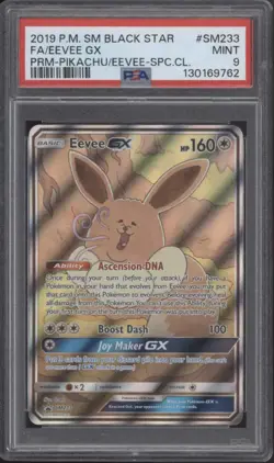 Eevee GX Pokemon Pikachu & Eevee Special Collection Full Art #SM233 PSA 9 - Image 1