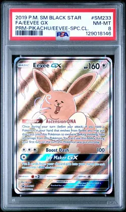 Pokemon Eevee GX Premium Pikachu & Eevee Special Collection FA Promo SM233 PSA 8 - Image 1