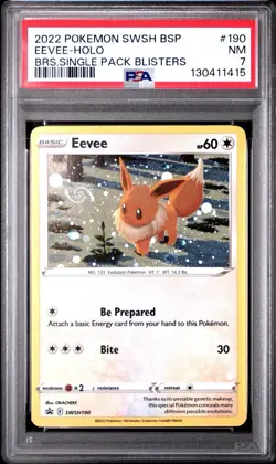 Eevee SWSH190 PSA 7 NM Holo Brilliant Stars Promo Pokemon Card Double Swirl 🌀🔥 - Image 1