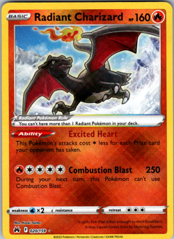 2023 Pokemon SWSH Crown Zenith Radiant Charizard #020/159 - Image 1