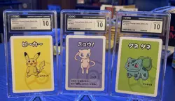 3 CGC GEM MINT 10 2019 JPN Old Maid Cards Featuring Bulbasaur , Mew & Pikachu - Image 1