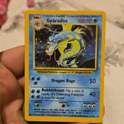 Pokemon TCG Gyarados Base Set Holo Rare Card 6/102 100 HP Wizards 1999 English - Image 1