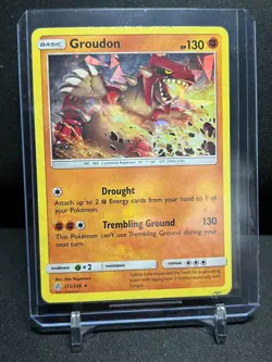 Groudon 113/236 Cracked Ice Holo Rare Pokemon 2019 Cosmic Eclipse - MP - Image 1