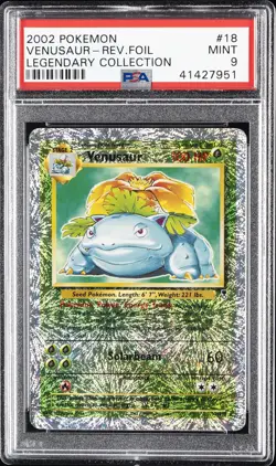2002 POKEMON LEGENDARY COLLECTION #18 VENUSAUR-REVERSE FOIL PSA 9 - Image 1