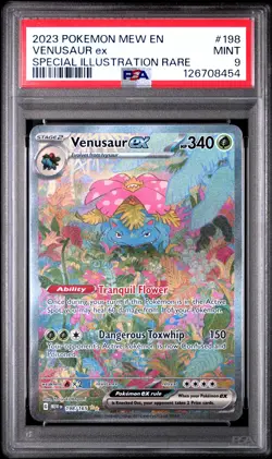 2023 POKEMON MEW EN-151 SPECIAL ILLUSTRATION RARE #198 VENUSAUR EX PSA 9 - Image 1