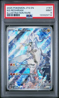 2025 POKEMON JTG EN-JOURNEY TOGETHER ILLUSTRATION RARE #167 N'S RESHIRAM PSA 9 - Image 1