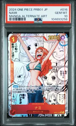 MANGA ALT ART NAMI PRB01-016 R PREMIUM ONE PIECE THE BEST Japanese PSA 10 #3258 - Image 1