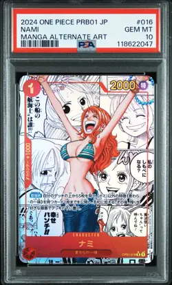MANGA ALT ART NAMI PRB01-016 R PREMIUM ONE PIECE THE BEST Japanese PSA 10 #2047 - Image 1