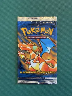 1999 Pokemon Trading Card Game TCG Base Set EMPTY Booster Pack Wrapper Charizard - Image 1
