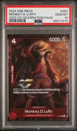 PSA 10 Gem Mint Monkey D Luffy 007 2023 CS Celebration Pack One Piece English - Image 1