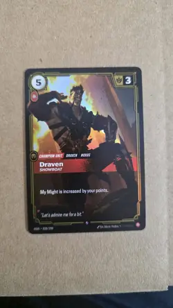 League of Legends Draven Showboat 028/298 OGN Champion Unit Six More Vodka Card - Image 1