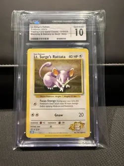 Lt. Surge’s Rattata Pokemon Trading Card Game Classic 015/034 CGC GEM MINT 10 - Image 1